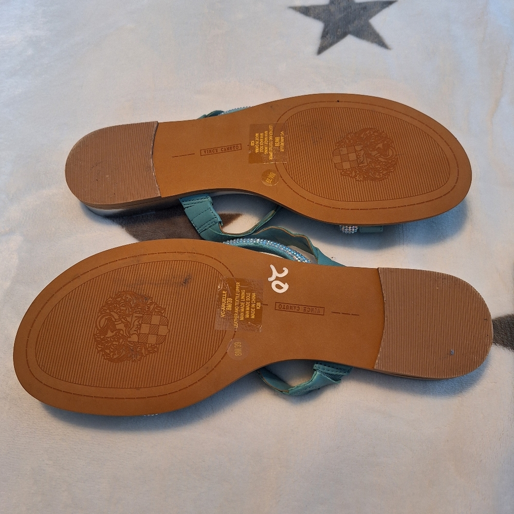 Vince Camuto Aruelle Leather Jeweled Sandal-Color Seafoam - Picture 7 of 8